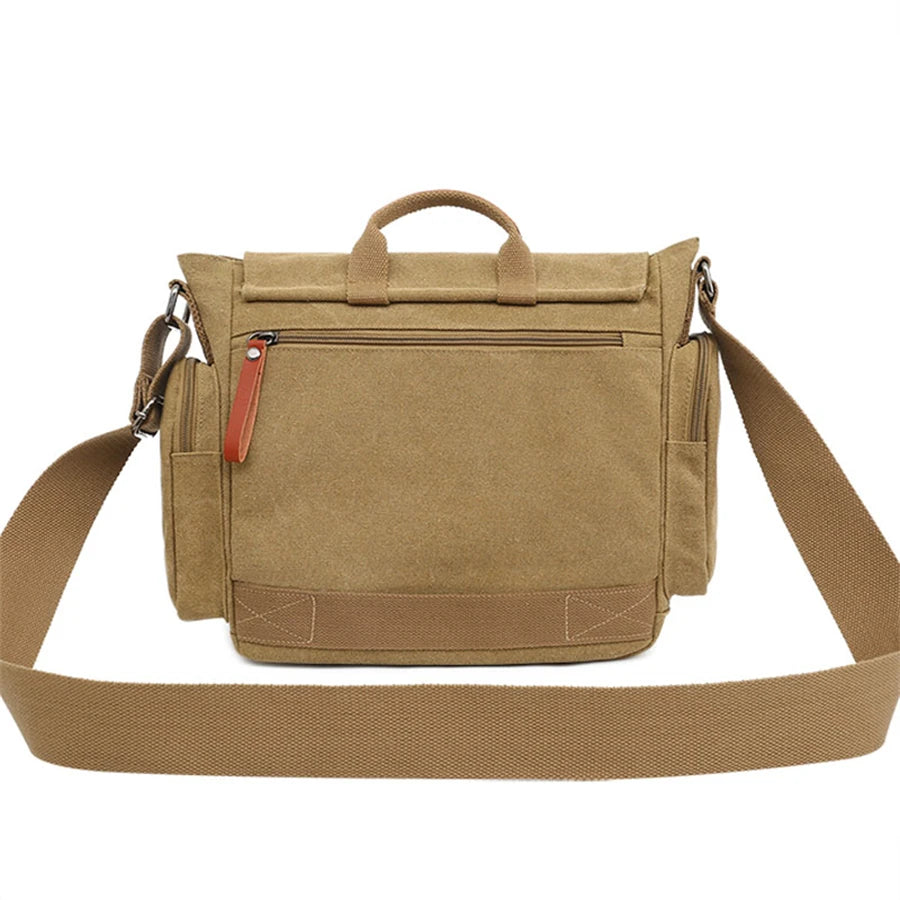 Large Capacity Canvas Weekend Messenger Briefcase Bag for Men