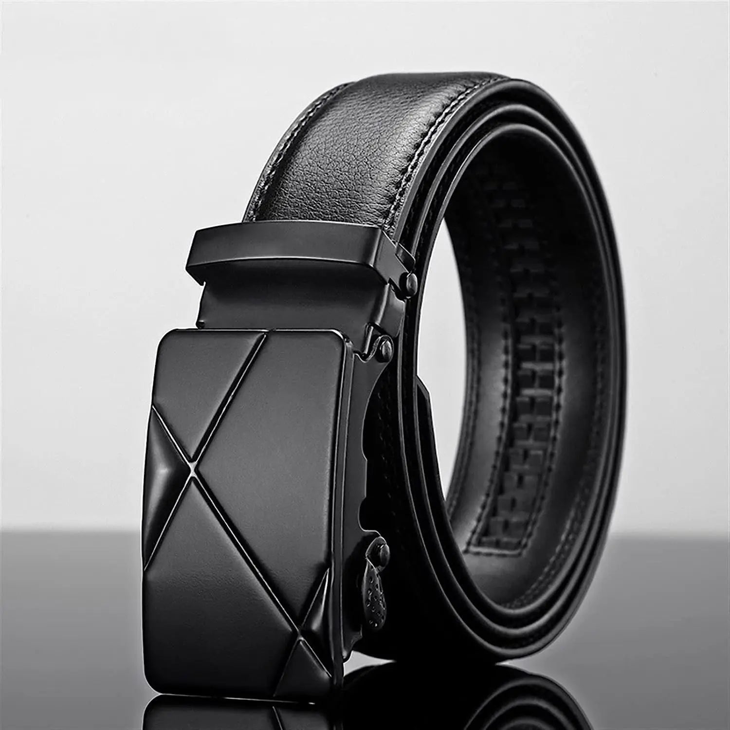 Men Luxury PU Leather Automatic Buckle Belt