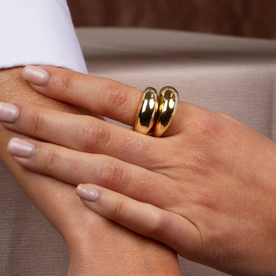 Women Simple Stainless Steel Arc Geometric Ring Jewelry