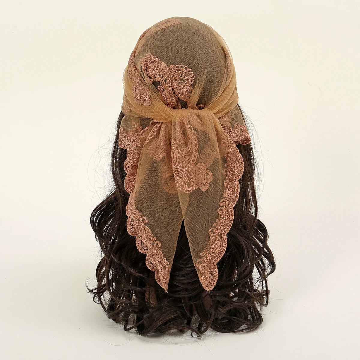 Lace Paisley Embroidery Bandana Square Scarf