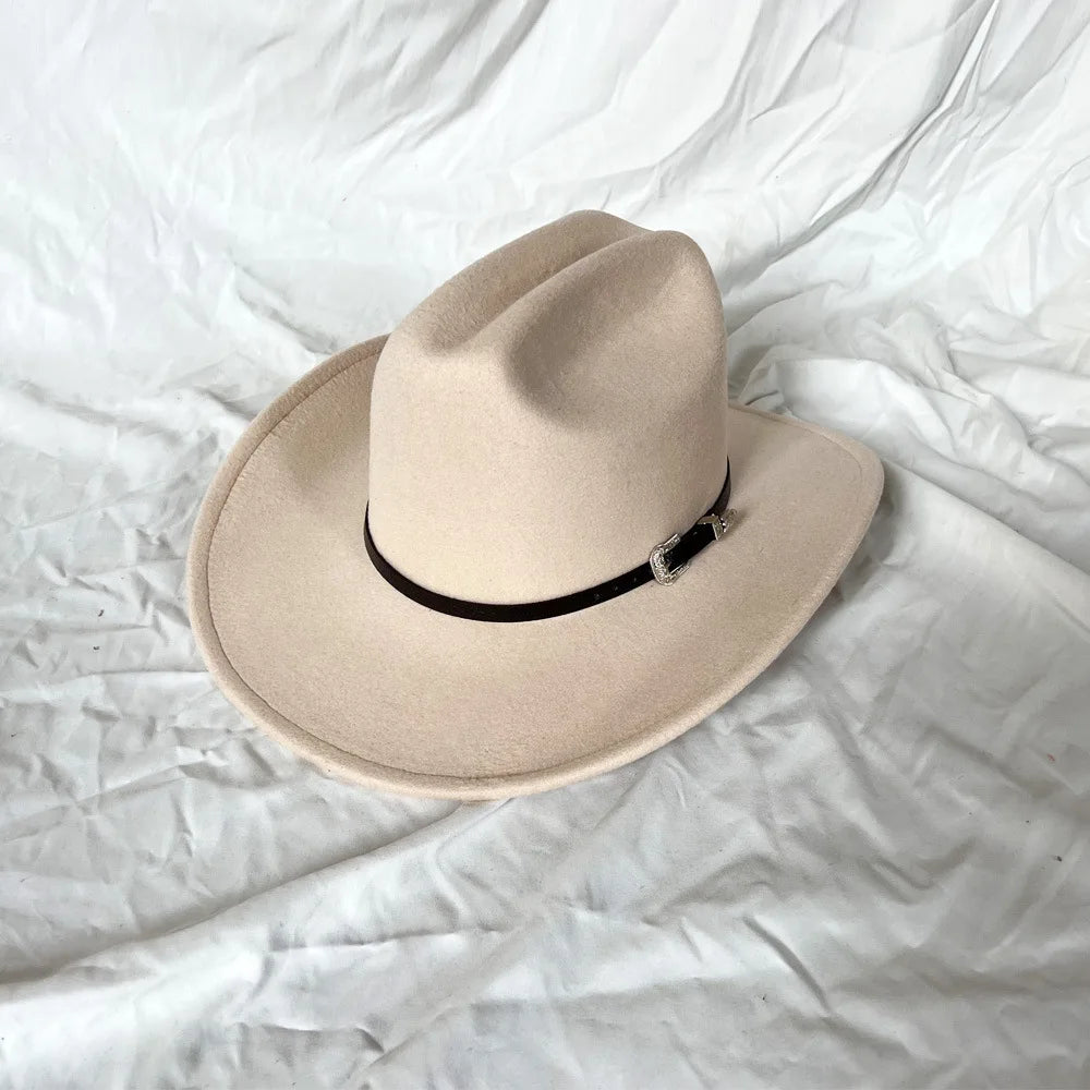 Men Vintage Western Cowboy Wide Brim Hat