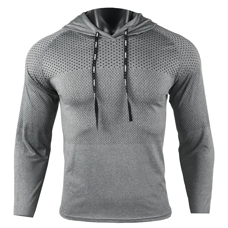 Men Long Sleeve Hooded Workout Sweatshirt