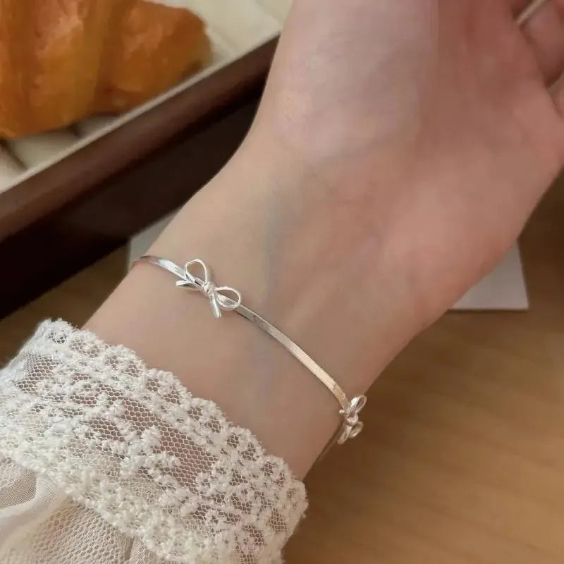 Women Bow Knot Snake Chain Bracelet Sparkling Fashion Jewelry