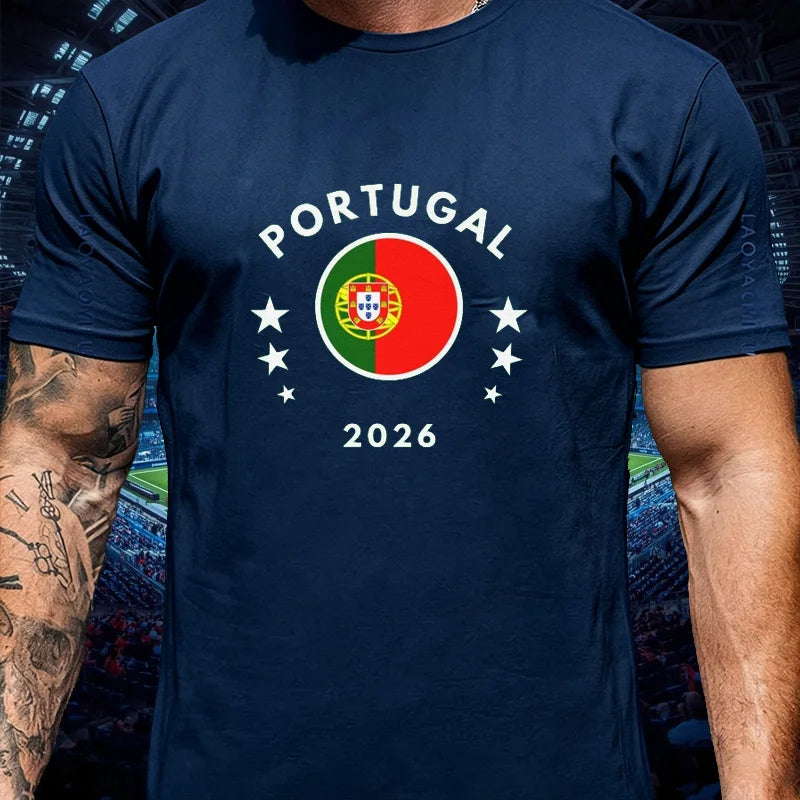 Portugal Football Fan Cotton T Shirt for Men