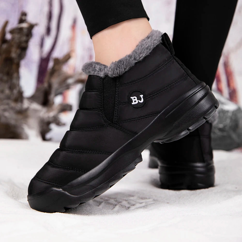 Men's Snow Boots, Winter Warm Shoes, Fuzzy Lining Windproof Hiking Boots, Winter Insulated Shoes, Fuzzy Lining Windproof Hiking Boots