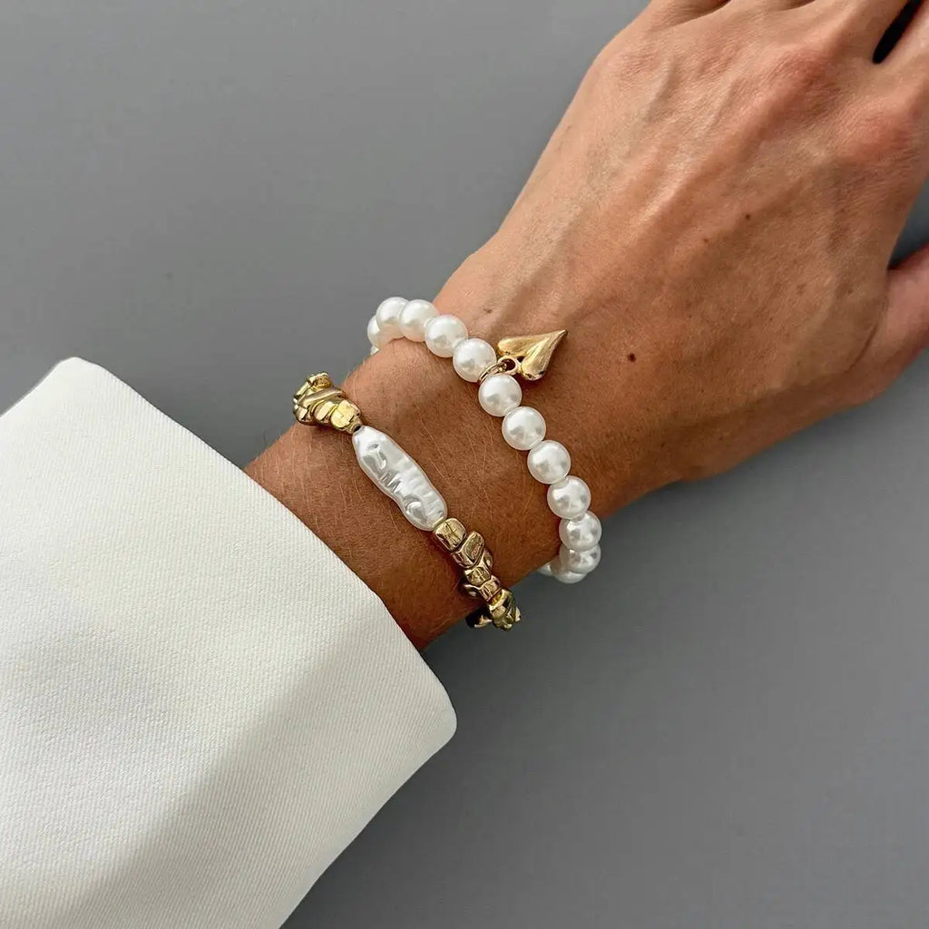 Women Pearl Heart Bohemian Bracelet Set Jewelry
