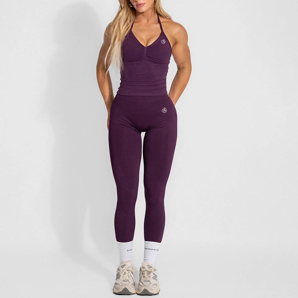 Women Halter Yoga Set High Waist Leggings Fitness Outfit