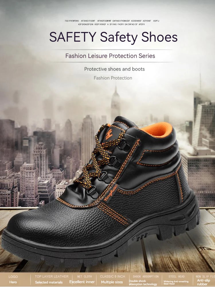 Wear-resisting Men Work Boots Anti-smash Anti-puncture Work Sneakers Waterproof Boots Indestructible Protective Tactical Boots