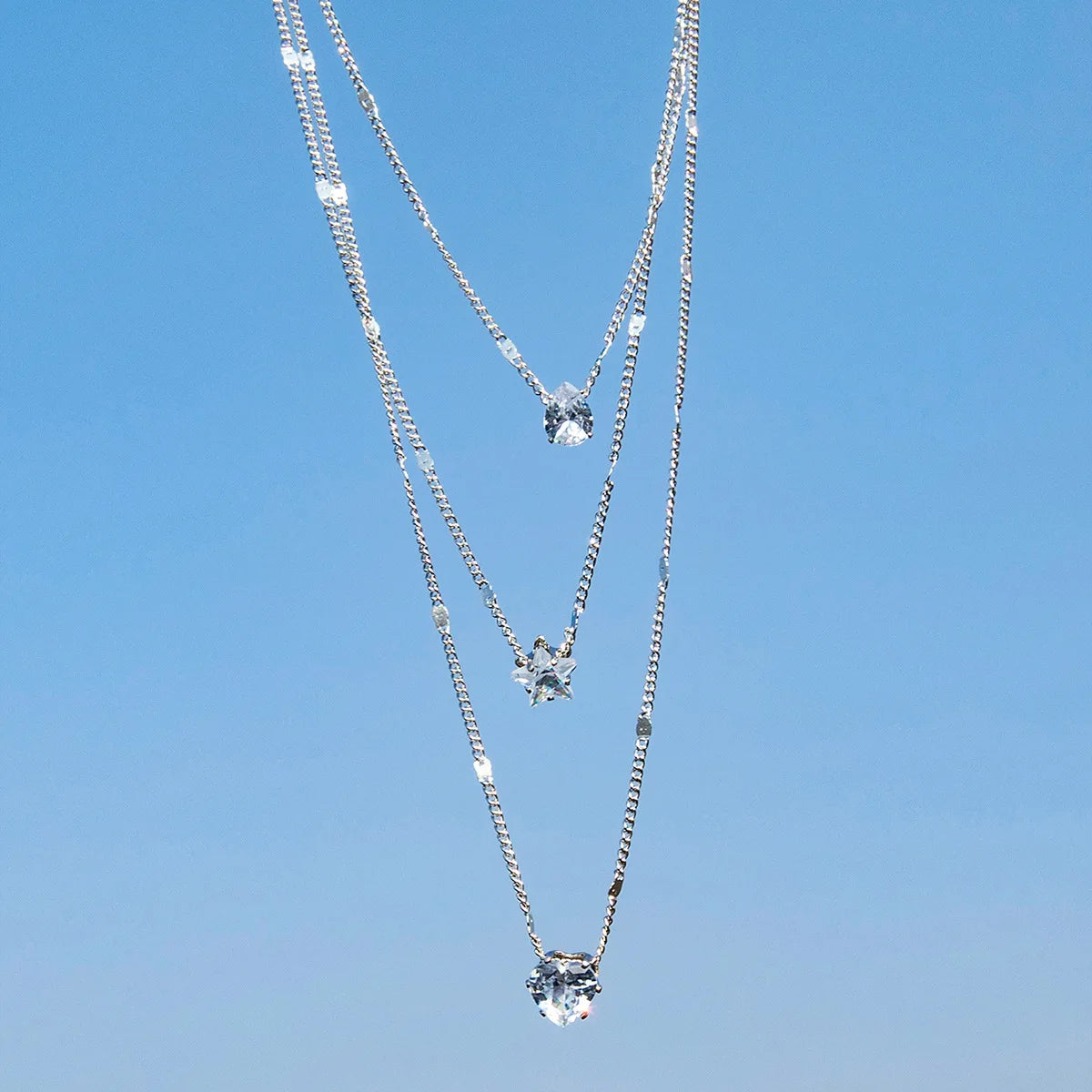 Women Multilayer Zircon Pendant Chain Choker Necklace