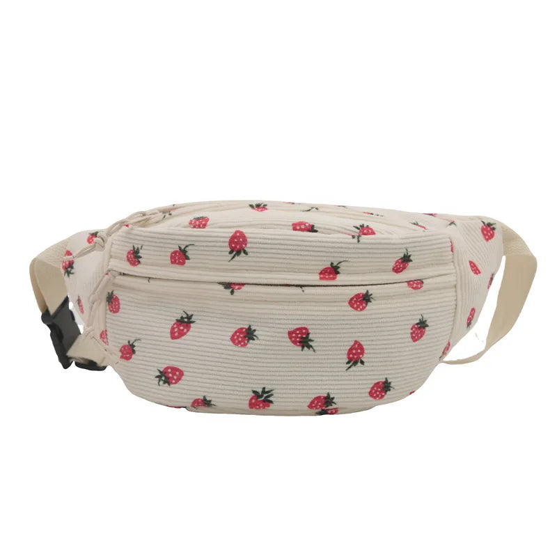 Corduroy Fashion Waist Chest Fanny Pack Bag for Women