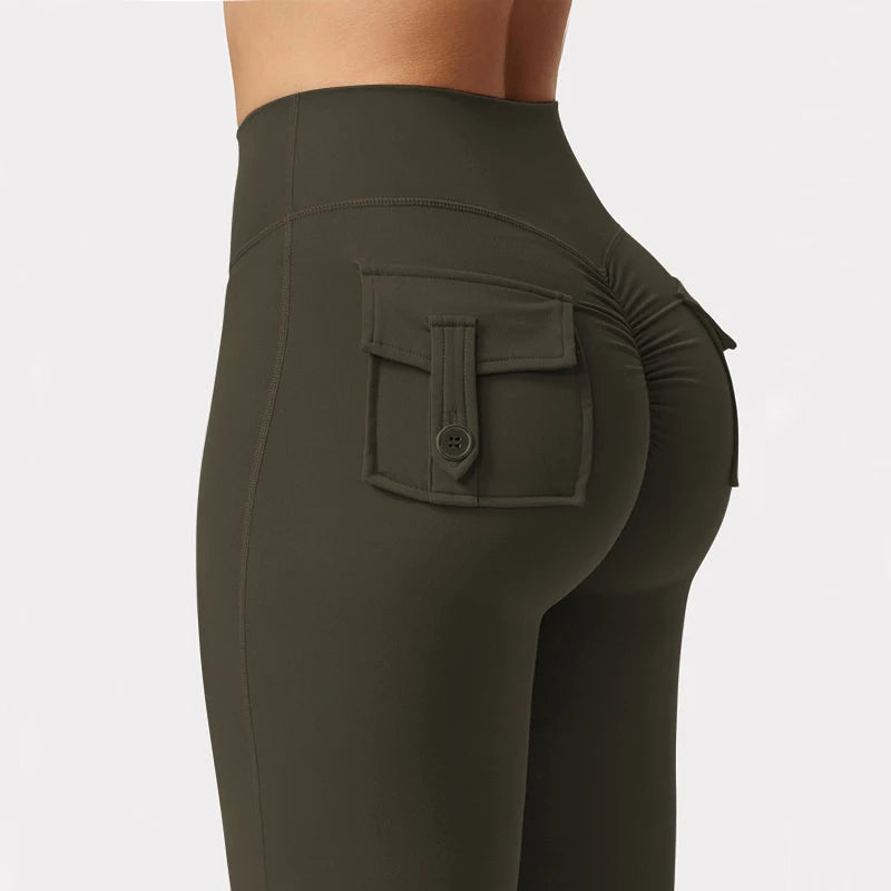 Women Wide Leg Yoga Leggings High Stretch with Pockets Fitness Pants