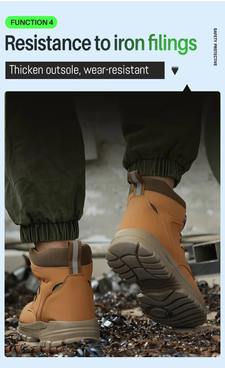 Rotating Button Work Shoes for Men Anti Puncture Protective Boots Sneakers Waterproof Work Safety Shoes Non Slip Steel Toe shoes