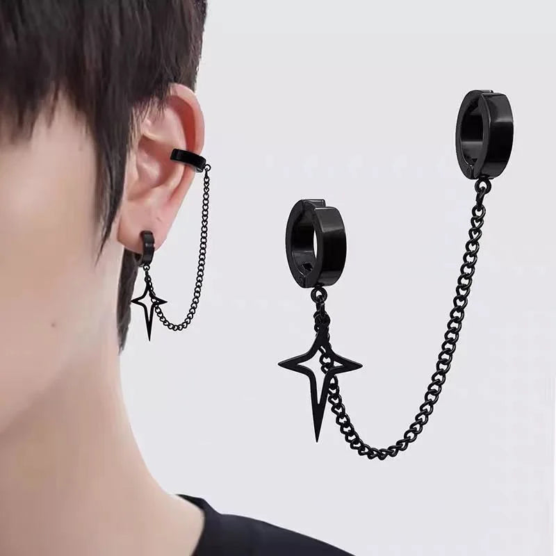 Men Minimalist Star Clip On Earrings