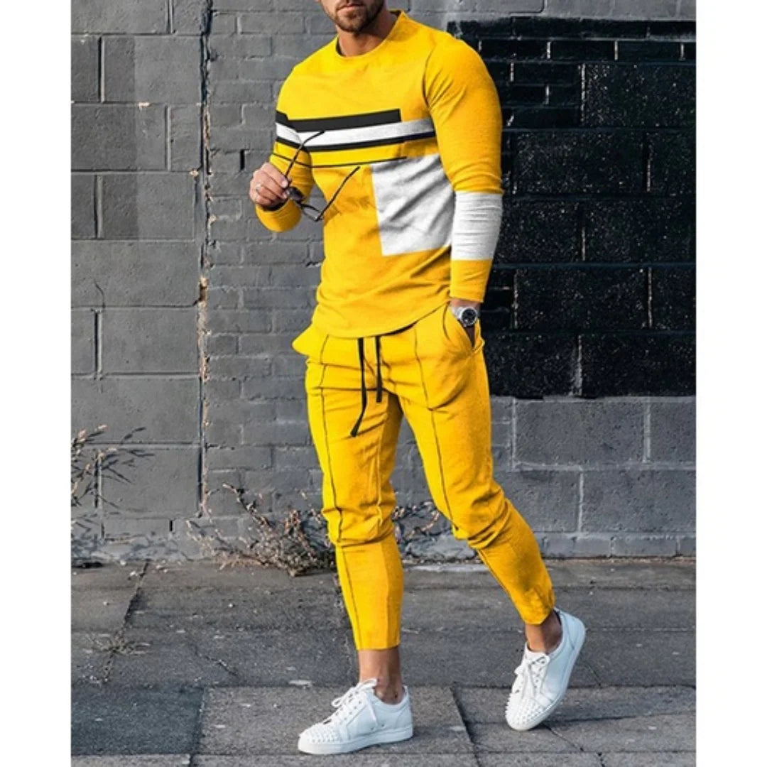 Men Long Sleeve T Shirt and Pants Activewear Tracksuit