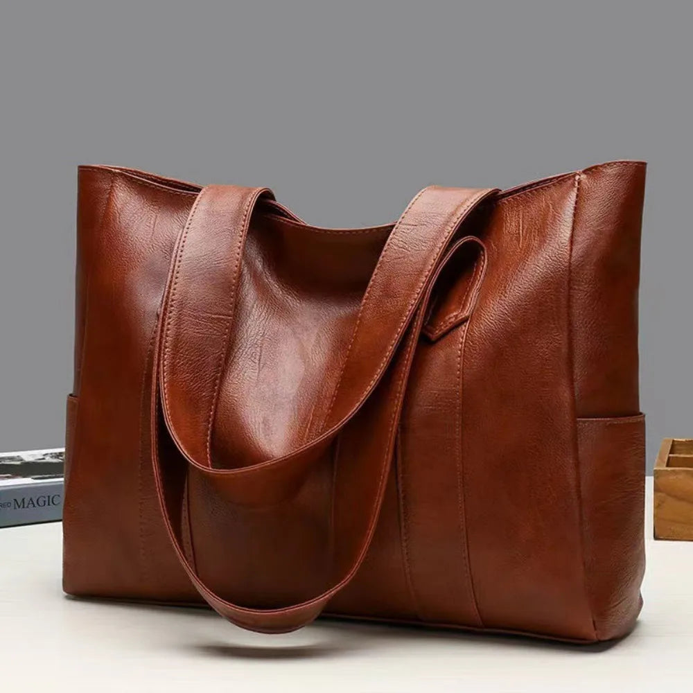 Large Leather Tote Shoulder Handbag for Women