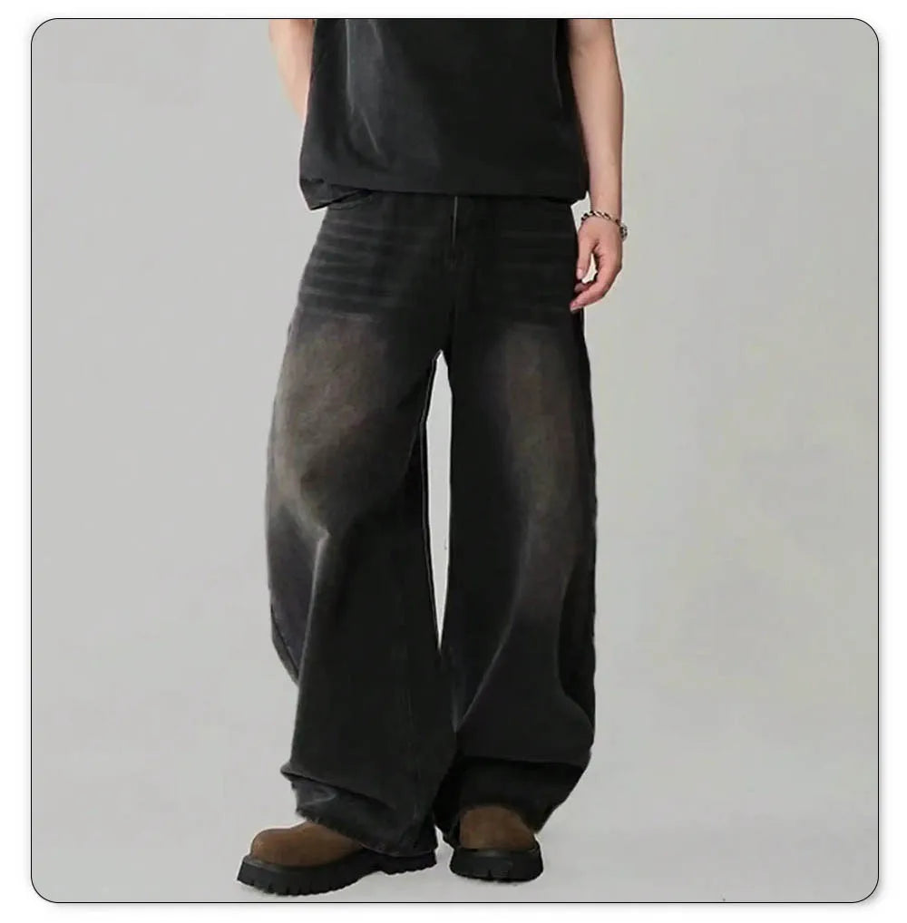 Men Korean Loose Wide Leg Jeans