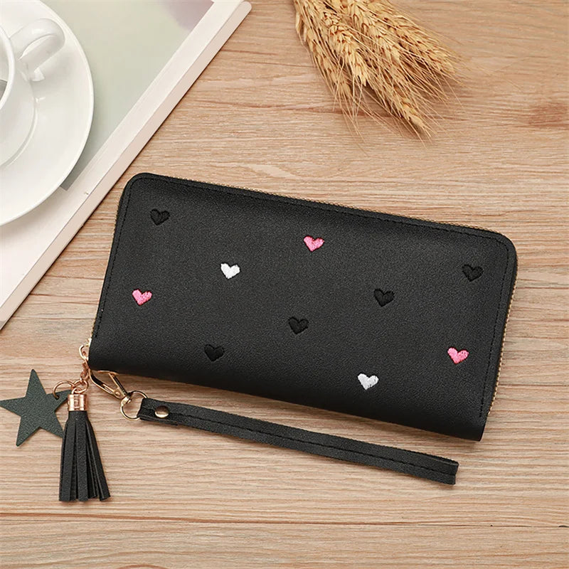 Luxury Heart Design Long Wrist Wallet for Women