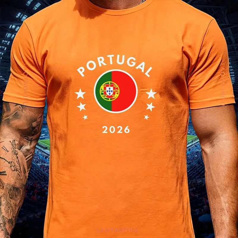Portugal Football Fan Cotton T Shirt for Men