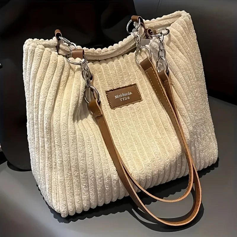Large Capacity Corduroy Tote Shoulder Bag for Women