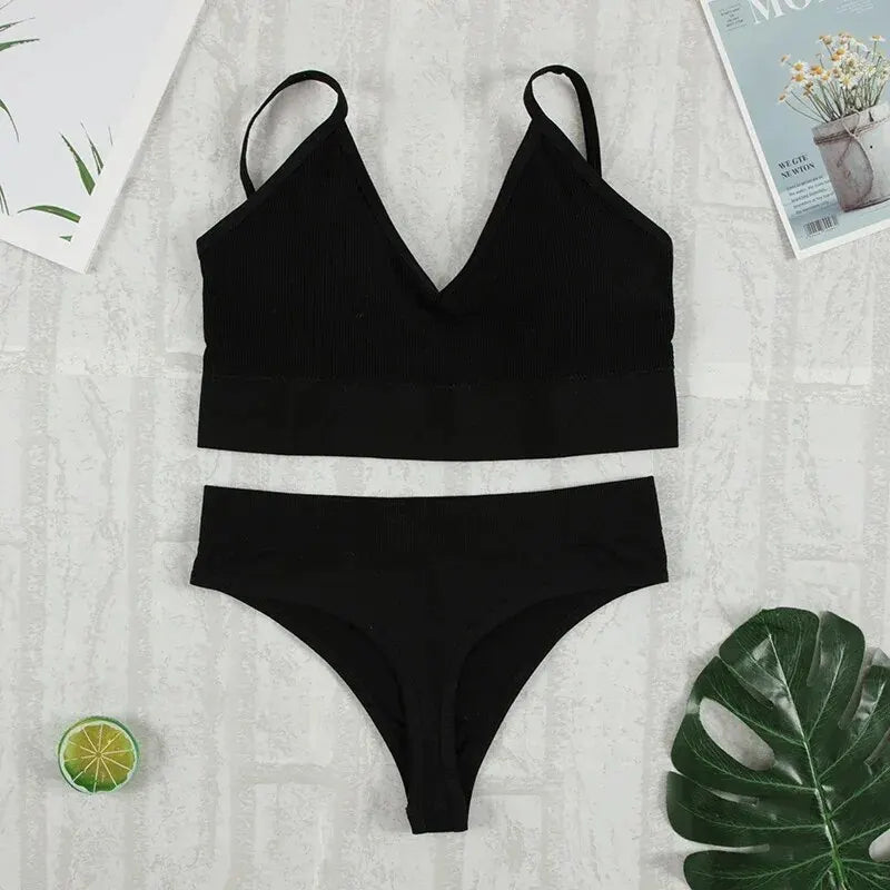 Seamless Bralette and G String Set for Women