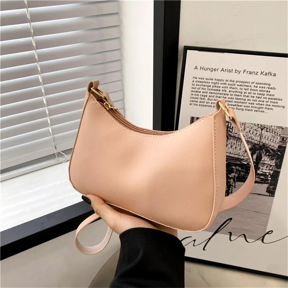 Shoulder Bags WOMEN'S Bag Underarm Bag  Handbags Retro Solid Color PU Leather Shoulder Underarm Bags Casual Women Hobos Handbags
