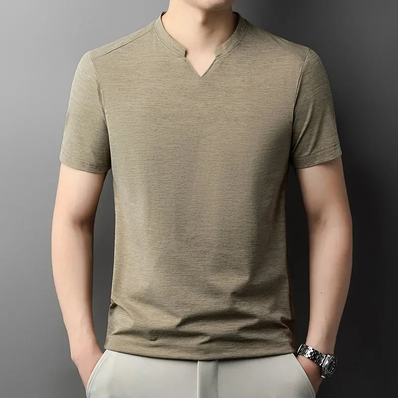 Men Korean V Neck Short Sleeve T Shirt Casual Summer Top