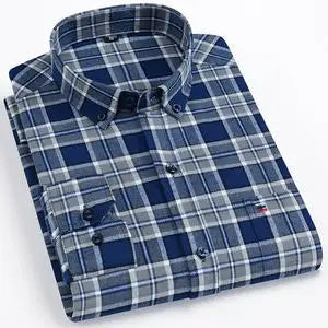 Men’s Cotton Plaid Long Sleeve Shirt