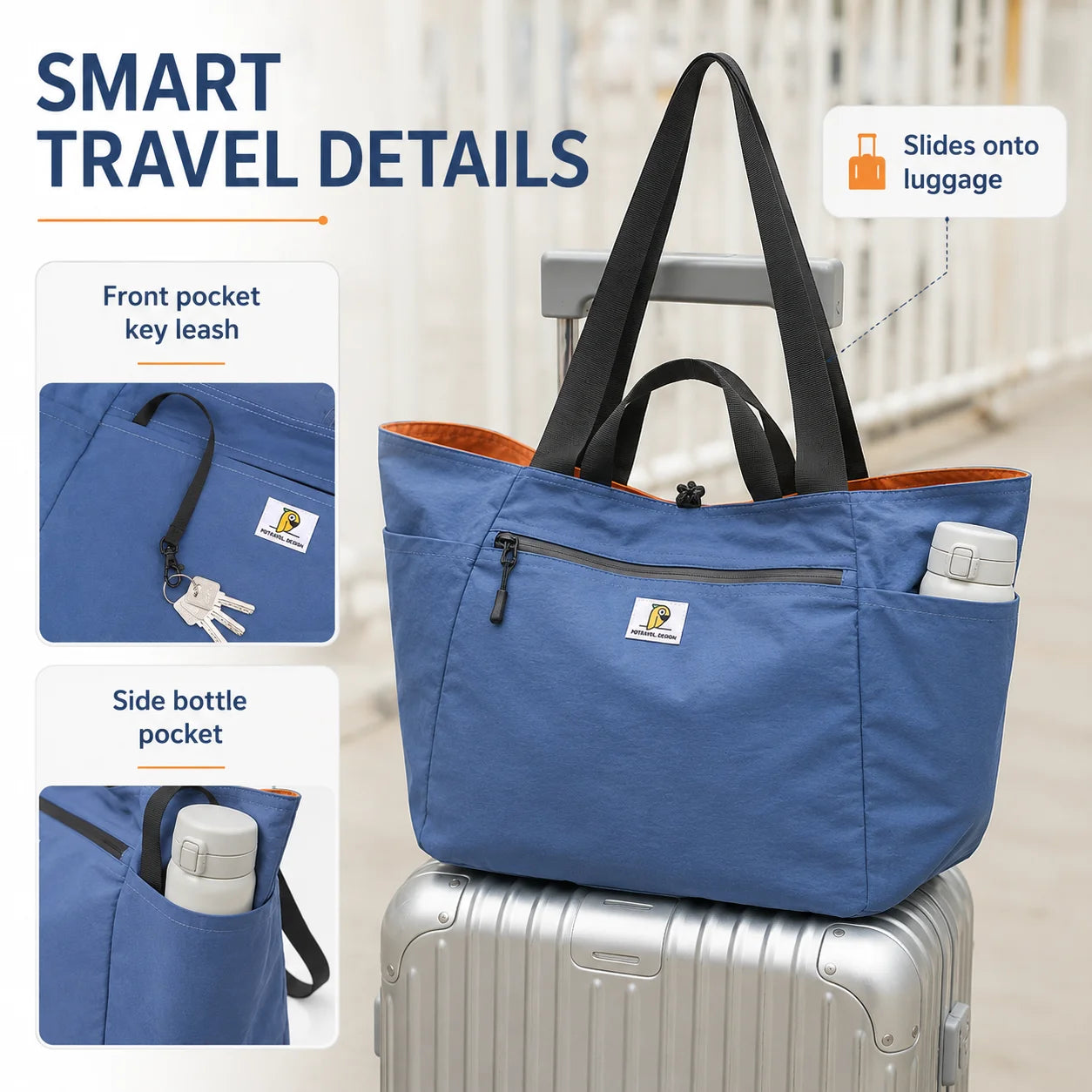 Large Capacity Reversible Foldable Travel Tote Duffle Bag for Men