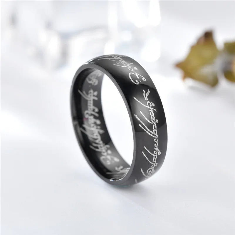 Men Stainless Steel Laser Engraving Exquisite Ring