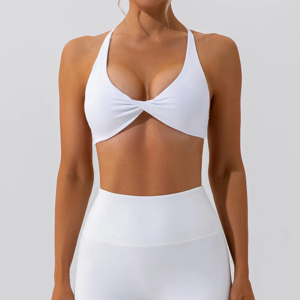 Women Crease Sports Bra Breathable Yoga Fitness Top