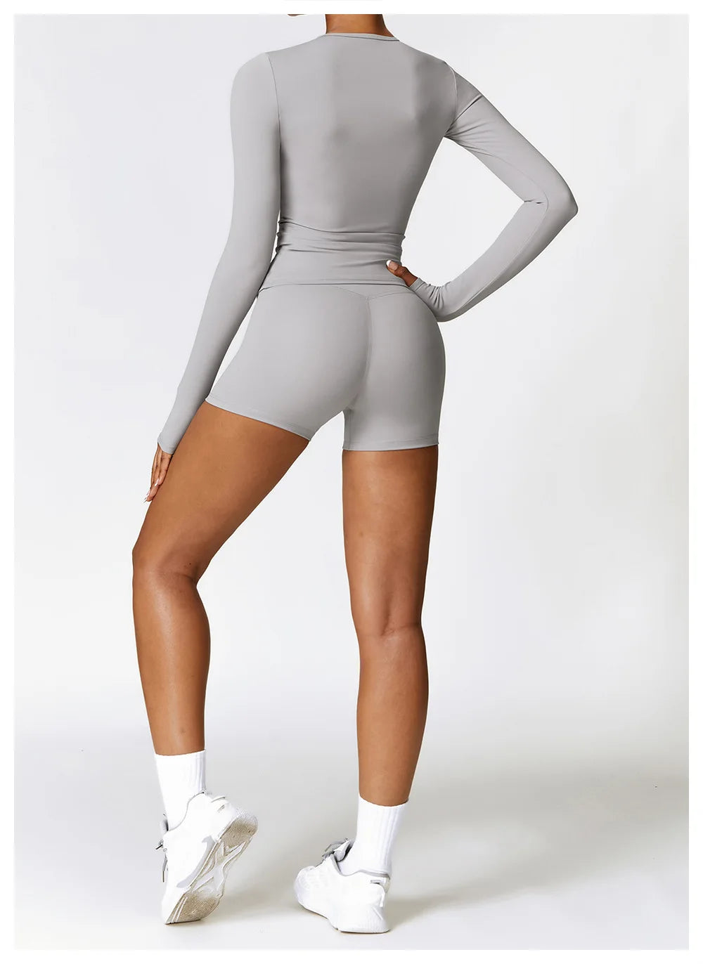 Women Long Sleeve Crop Yoga Top Quick Dry Fitness Shirt