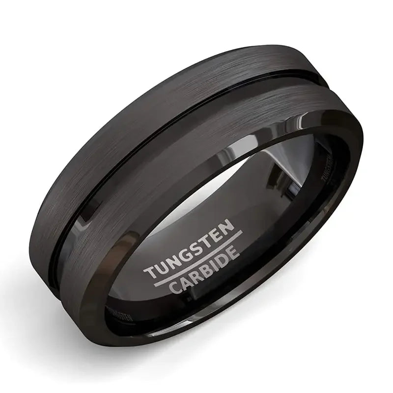Men Groove Matte Stainless Steel Ring