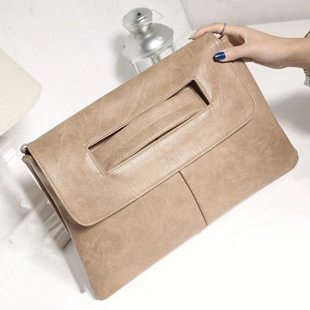 Vintage PU Leather Envelope Evening Bag for Women