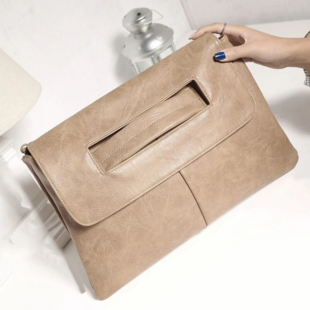 Vintage PU Leather Envelope Evening Bag for Women