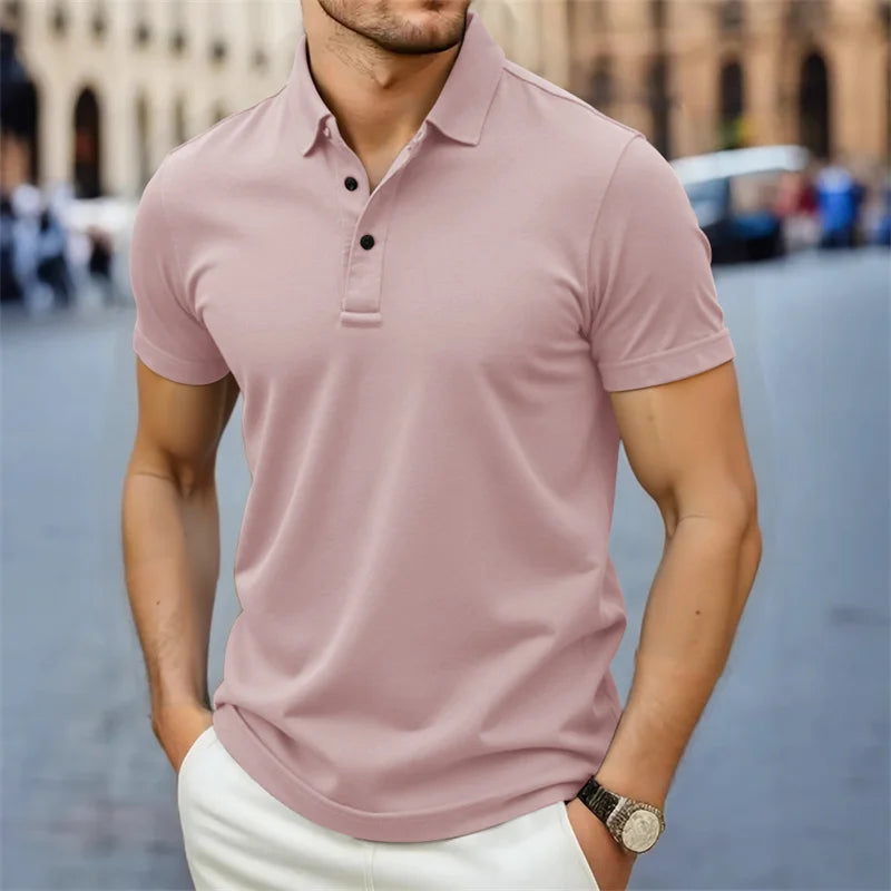Men Simple Summer Collared Polo Shirt