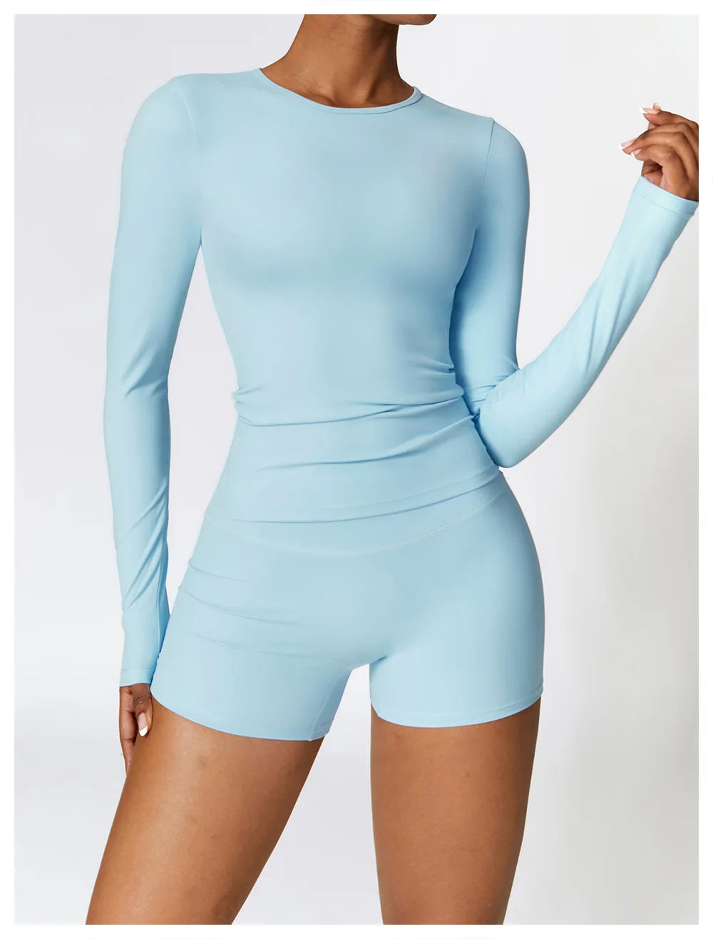 Women Long Sleeve Crop Yoga Top Quick Dry Fitness Shirt