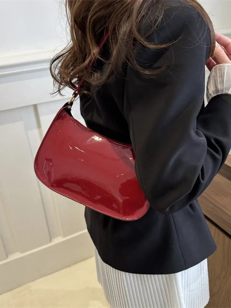 PU Leather Shoulder Handbag with Cherry Pendant for Women