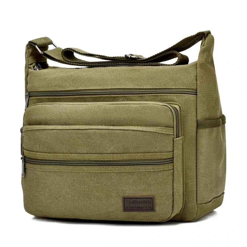 Large Capacity Multi Pocket Canvas Crossbody Shoulder Bag for Men