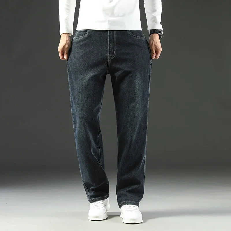 Men Business Casual Wide Leg Jeans