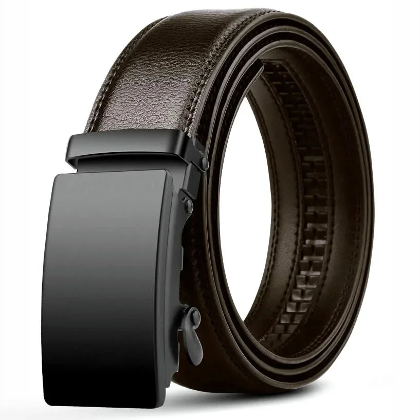 Men PU Leather Waist Automatic Buckle Belt