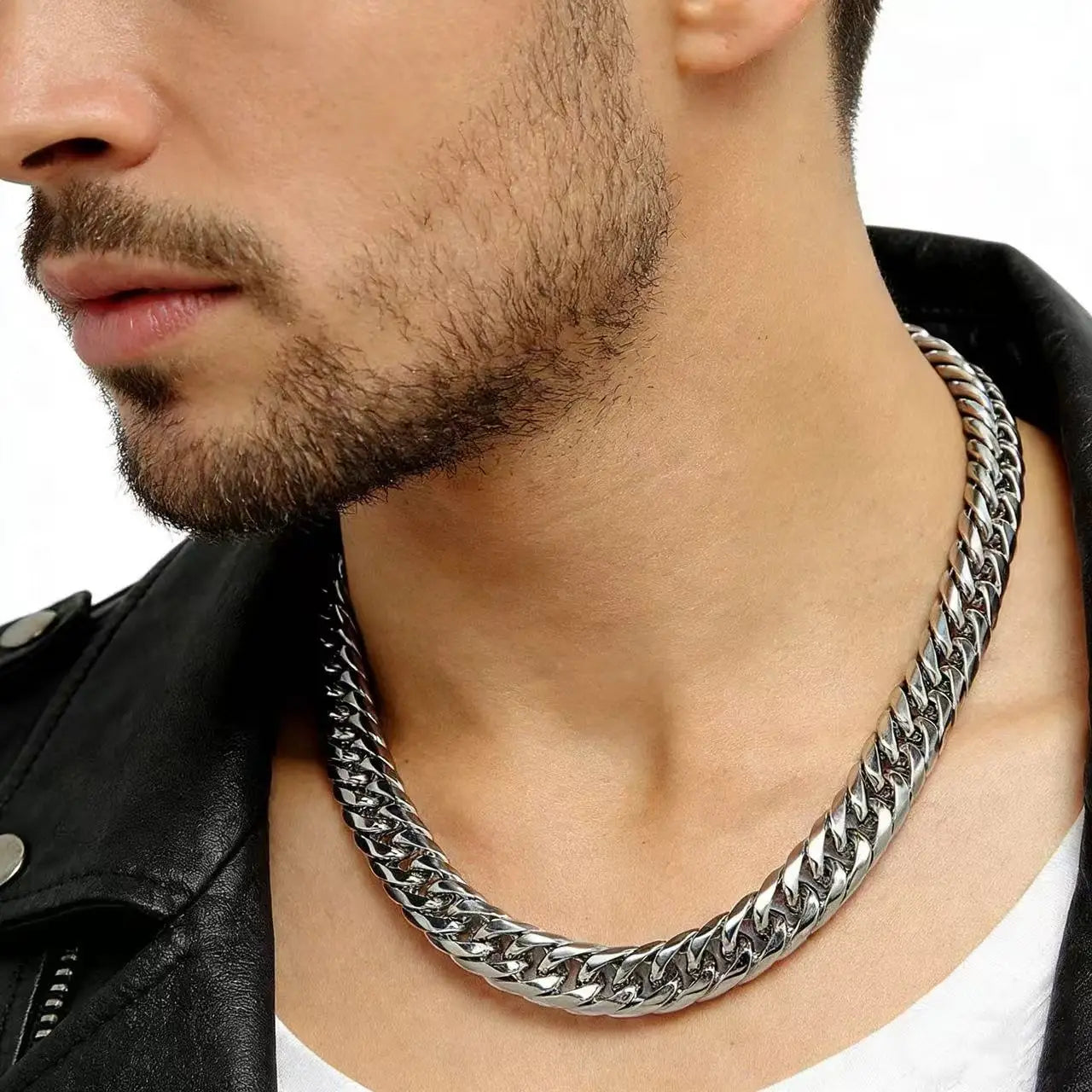 Men Stainless Steel Cuban Link Chain Necklace