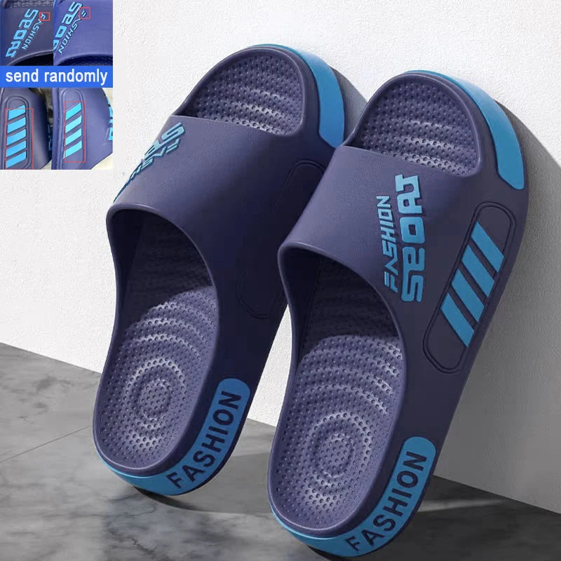 Big Size 36-45 Men Slippers Summer Flat Sole Home Slippers For Women Man Open Toe Trend Slides Couple Light Beach Shoes Sandals