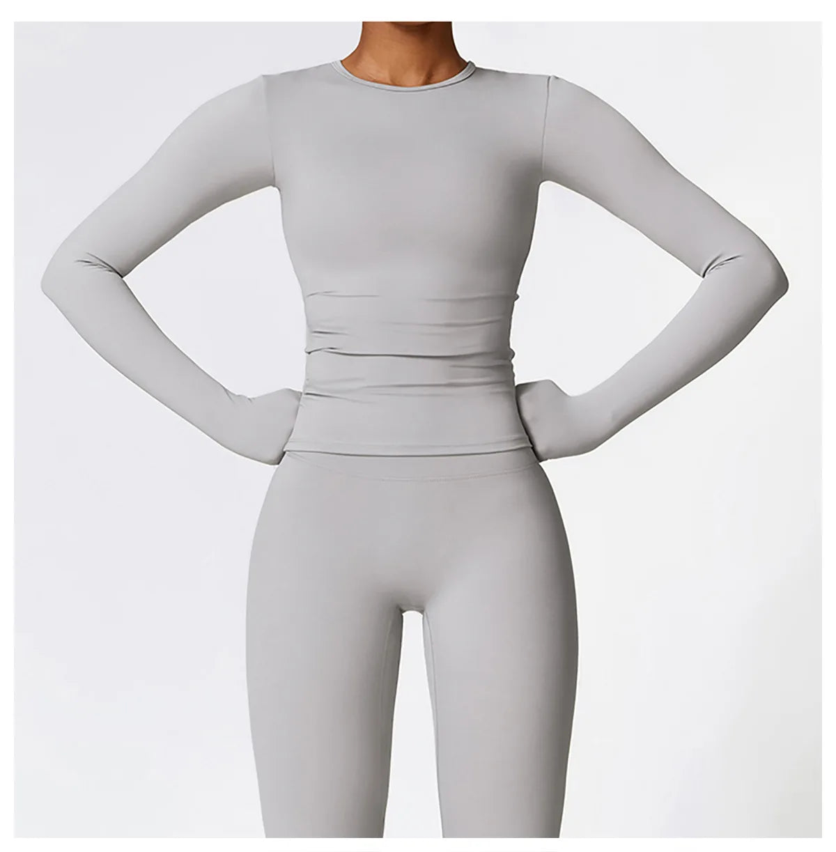 Women Long Sleeve Crop Yoga Top Quick Dry Fitness Shirt