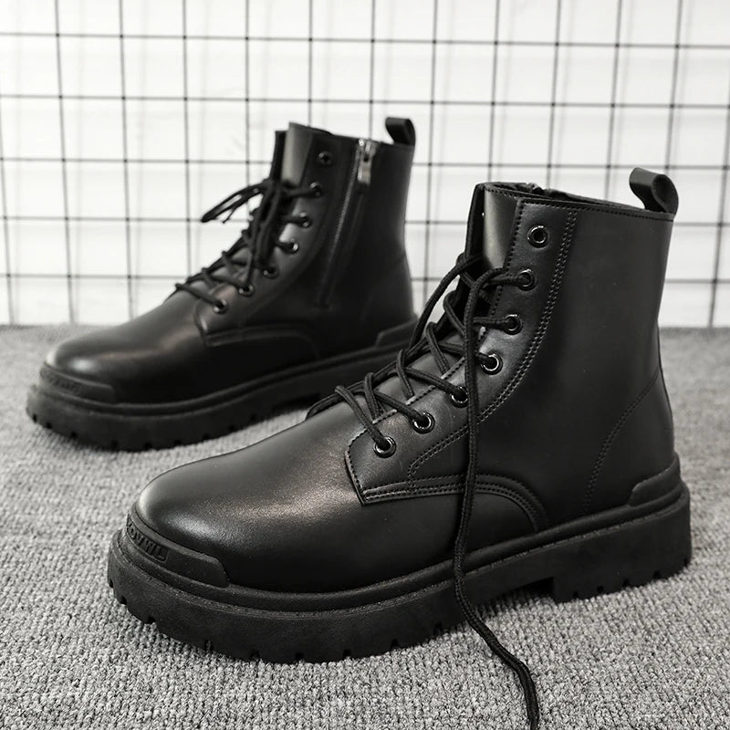 Men's Leather Boots Four Seasons Outdoor Casual Hiking Boots Retro Fashion Work Boots Thick Bottom Ankle Boots Anti-slip 2024
