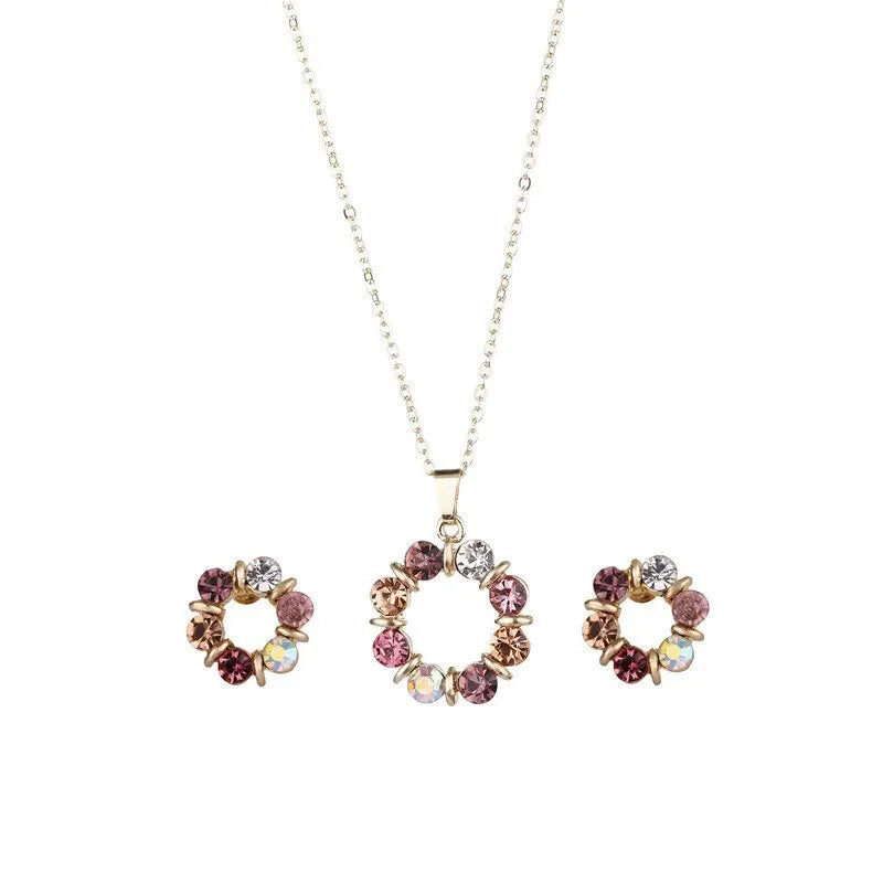 Women Fashion Stained Glass Circle Jewelry Set