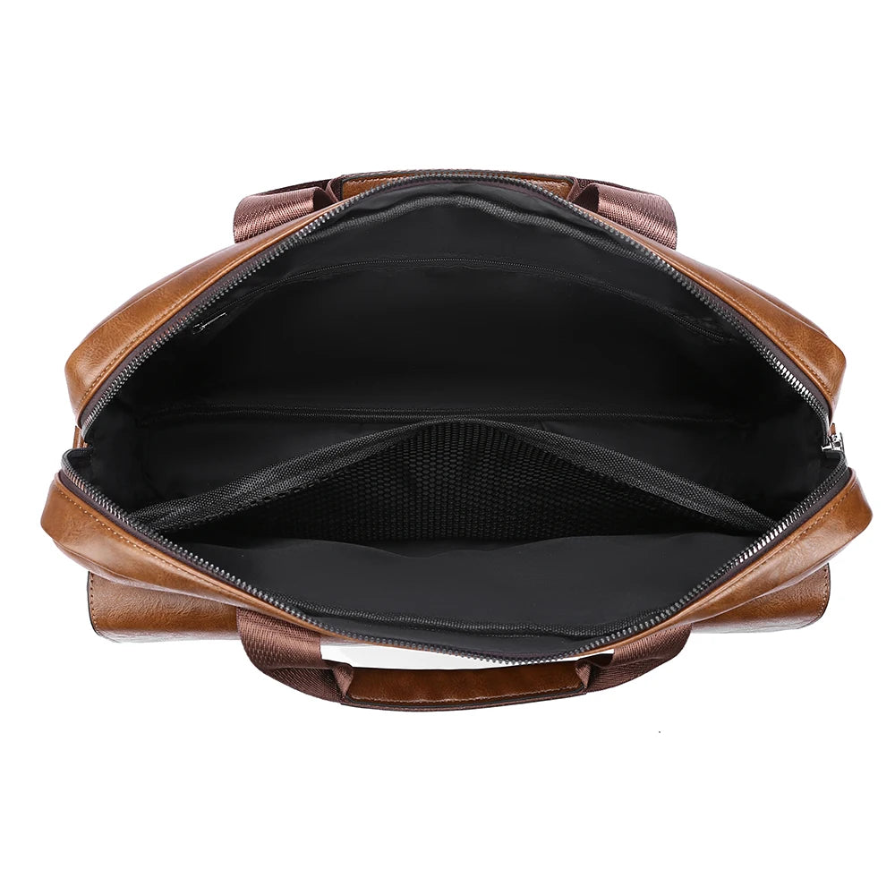 PU Leather Business Laptop Briefcase Crossbody Tote Bag for Men