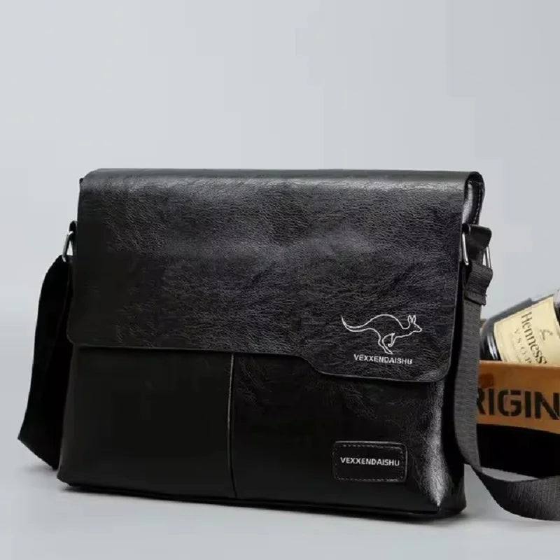 Large Capacity Leather Business Crossbody Shoulder Bag for Men