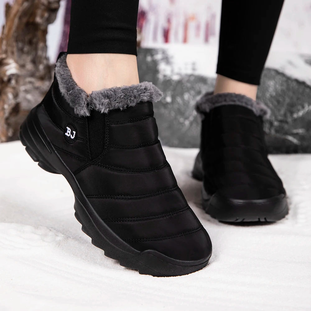 Men's Snow Boots, Winter Warm Shoes, Fuzzy Lining Windproof Hiking Boots, Winter Insulated Shoes, Fuzzy Lining Windproof Hiking Boots