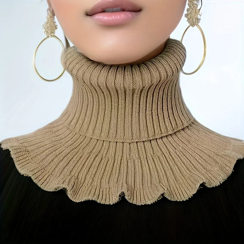 Women Knitted Ruffle Neck Scarf Warm Fashion