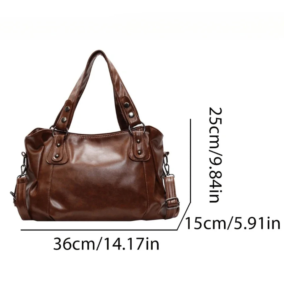 Large Capacity PU Leather Crossbody Tote Bag for Women